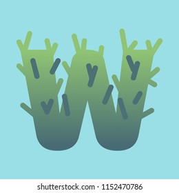 The marine alphabet of W seaweed. 
