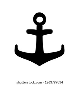  Marine anchor doodle icon vector drawing 