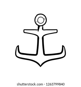  Marine anchor doodle icon vector drawing 