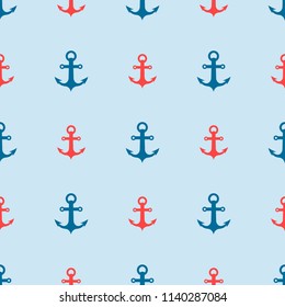 Marine anchor seamless pattern sea fabric background vector illustration. Nautical texture with navy anchor symbols. wallpaper with sailor decoration ship or boat sailing ornament.