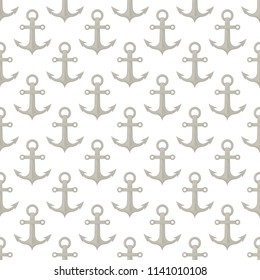 Marine anchor seamless pattern sea fabric background vector illustration. Nautical texture with navy anchor symbols. wallpaper with sailor decoration ship or boat sailing ornament.