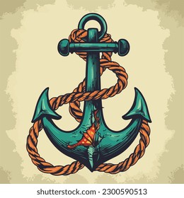 marine anchor vintage emblem badge nautical vector illustration