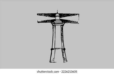 Imagen vectorial de estilo antiguo marino de la letra mayúscula t decorativa