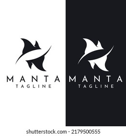 Marine Animal Stingray Or Batoidea Logo Design.