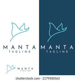 Marine Animal Stingray Or Batoidea Logo Design.