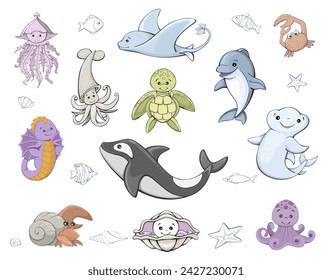 vector de dibujos animados de animales marinos