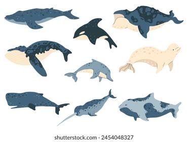 Marine animals and fish, whales, dolphins