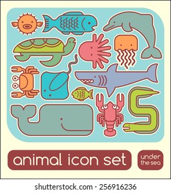 Marine animals icon children's puzzle set