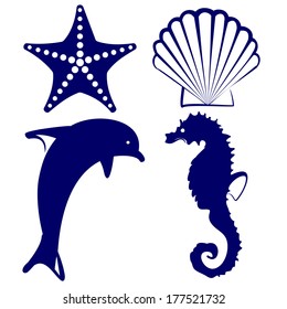 marine animals  icon set vector  illustration 