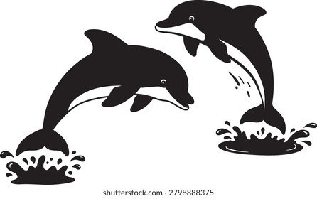 Marine animals, ocean waves, aquatic mammals, leaping creatures.