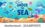 marine animals under the sea vector illustration banner
