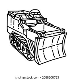 Marine Armored Combat Earthmover Part of Military and Marine Corps Equipments Hand Drawn Icon Set Vector