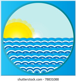 Marine background with blue abstract  waves