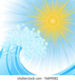 Marine background with blue waves.