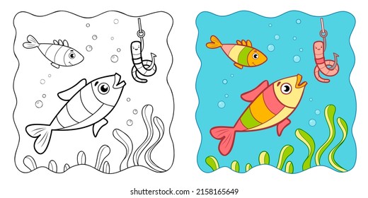 Marine Background Coloring Book Coloring Page Stock Vector (Royalty ...