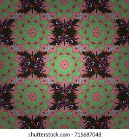 Marine background with flowers, seashells, mandalas and watercolor effect. Textile print for bed linen, jacket, package design, fabric and fashion concepts. Seamless pattern ethnic design.