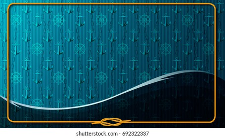 Marine background with a frame. Vector illustration.