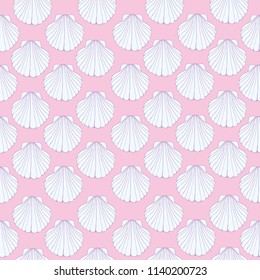 Marine background. Hand drawn vector illustrations - seamless pattern of seashells.