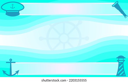 marine background illustration blue and white with icons