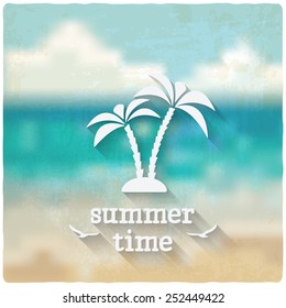 marine background with palms - vector illustration. eps 10
