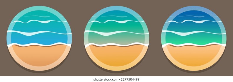 Marine background set. Round summer illustration. Vector clipart.