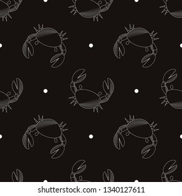 Marine background. vector seamless pattern with crabs. Print for bar