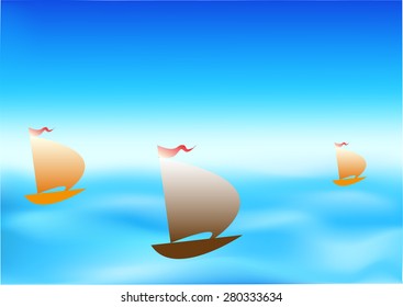 marine background with yacht - vector illustration. eps 10