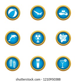 Marine beast icons set. Flat set of 9 marine beast vector icons for web isolated on white background