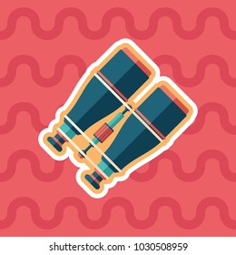 Marine binoculars sticker flat icon with color background.