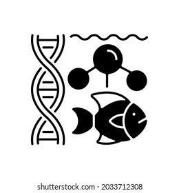 Marine biology black linear icon. Scientific study of marine life and organisms in sea or ocean. Habitats studied in marine biology. Outline symbol on white space. Vector isolated illustration