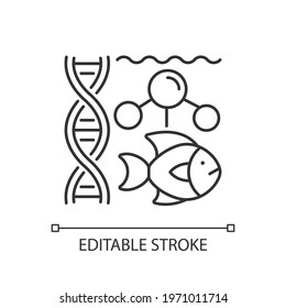 Marine biology linear icon. Scientific study of marine life and organisms in sea or ocean. Thin line customizable illustration. Contour symbol. Vector isolated outline drawing. Editable stroke