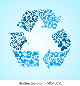 Marine blue vector recycle icon