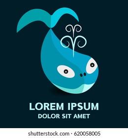 Marine blue whale logo vector . Vector illustration isolated on background .