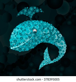 Marine blue whale vector