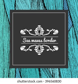 marine border. hand drawn sea waves decoration. abstract stripes