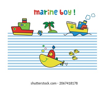  Marine Boy image vector illustration for yourDesign or your tee shirt