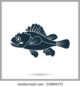 Marine brush fish icon. Simple design for web and mobile