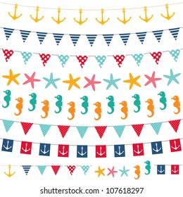 Marine bunting and garland set. Used pattern brushes included.