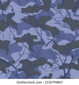 Marine camouflage with tree branches. Pattern for clothes.
