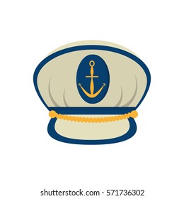 marine cap captain board with anchor vector illustration eps 10