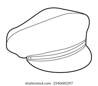 Capitão com Pico. Chapéu para Cabeça Moda de vestuário acessório ilustração técnica. Capacete vetor para homens, mulheres, estilo unisex, modelo plano CAD mockup esboço esboço isolado