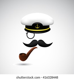 Marine, captain icon isolated on white background. Vector art.