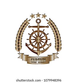 Marine captain's cockade isolated on white background