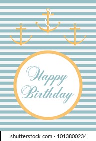 Marine card with an anchor and a signature on birthday