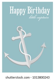 Marine card with an anchor and a signature on birthday