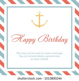 Marine card with an anchor and a signature on birthday