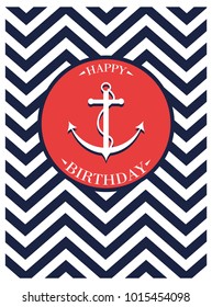 Marine card with an anchor and a signature on birthday