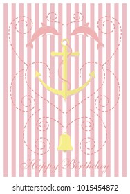Marine card with an anchor and a signature on birthday