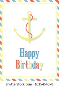 Marine card with an anchor and a signature on birthday