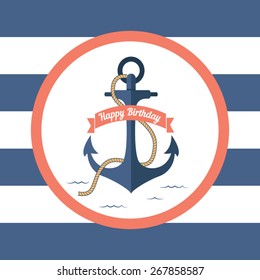 Marine card with an anchor and a signature on birthday